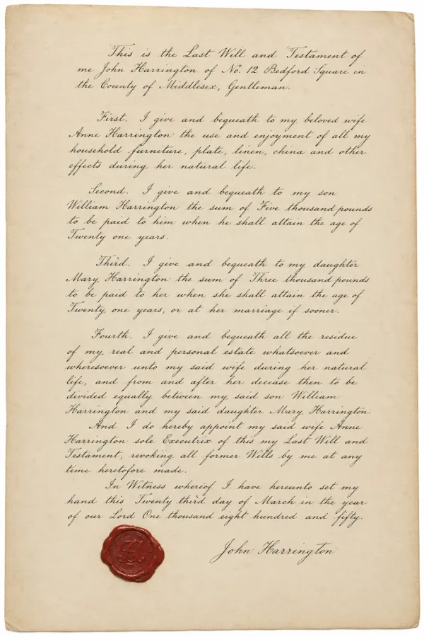 Handwritten last will and testament