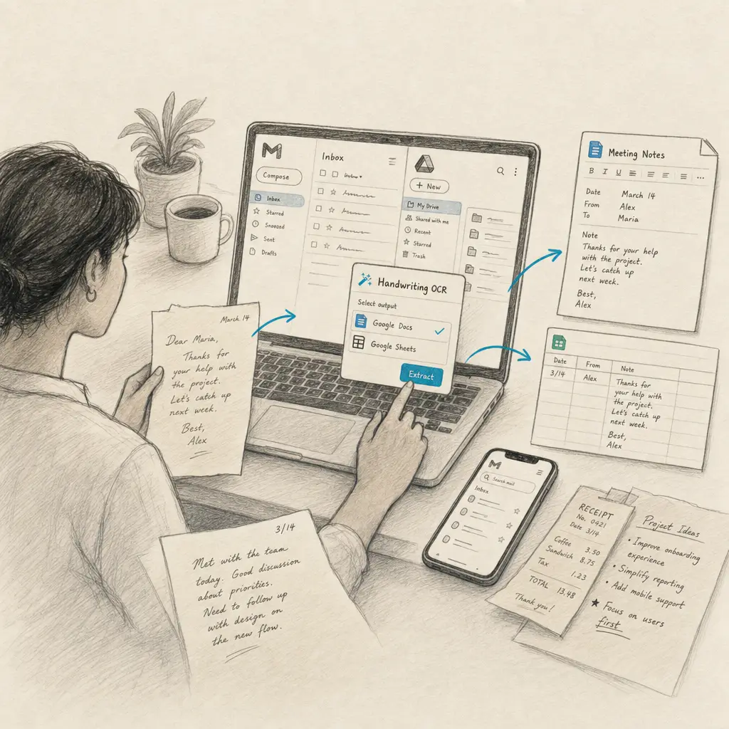 Handwriting OCR now runs inside Google Drive and Gmail