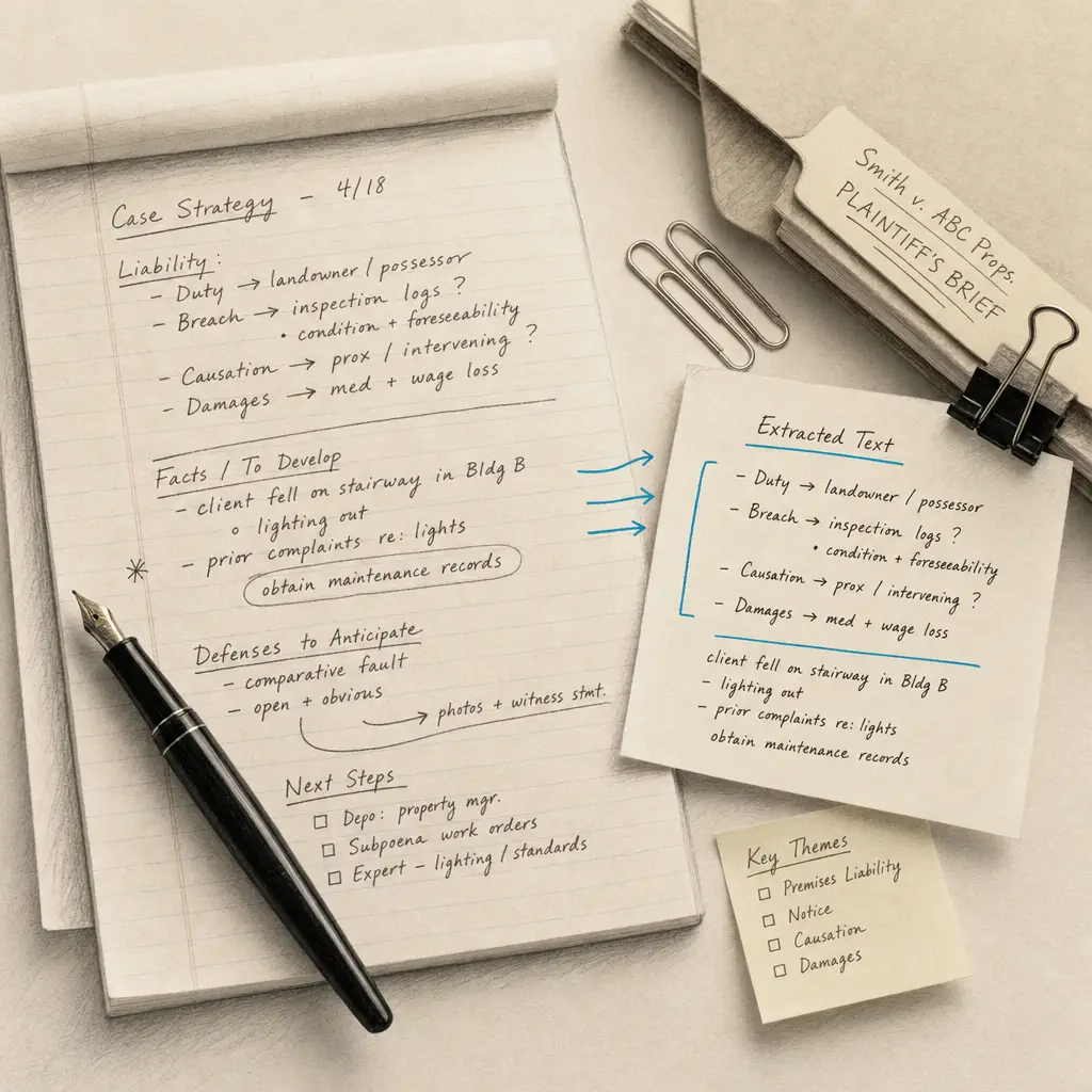 Handwritten Case Strategy Notes OCR
