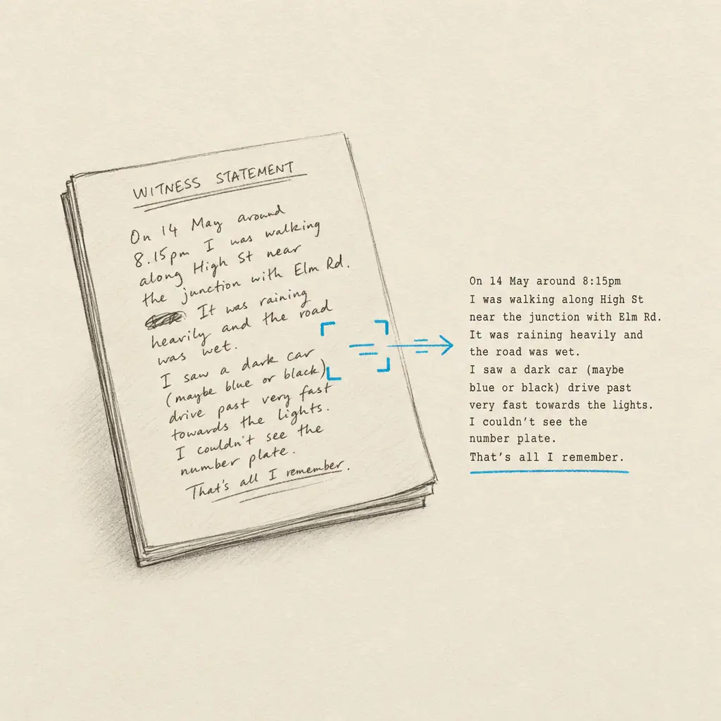 Handwritten Witness Notes OCR
