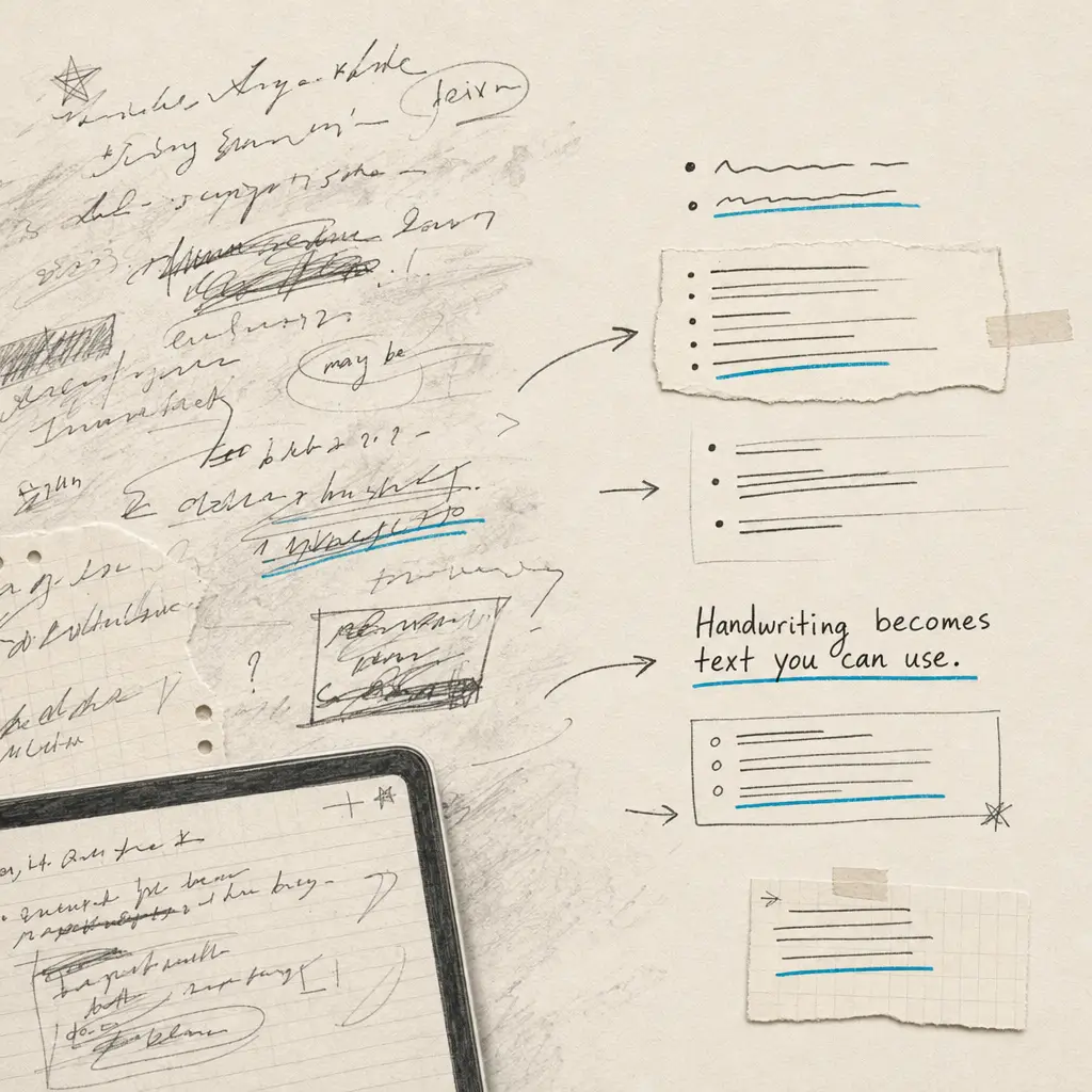 How do you convert handwriting to text in Notability?