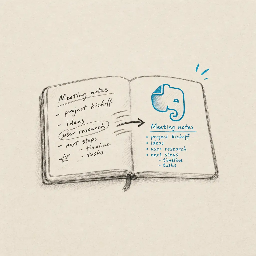 How to convert handwriting to text in Evernote?