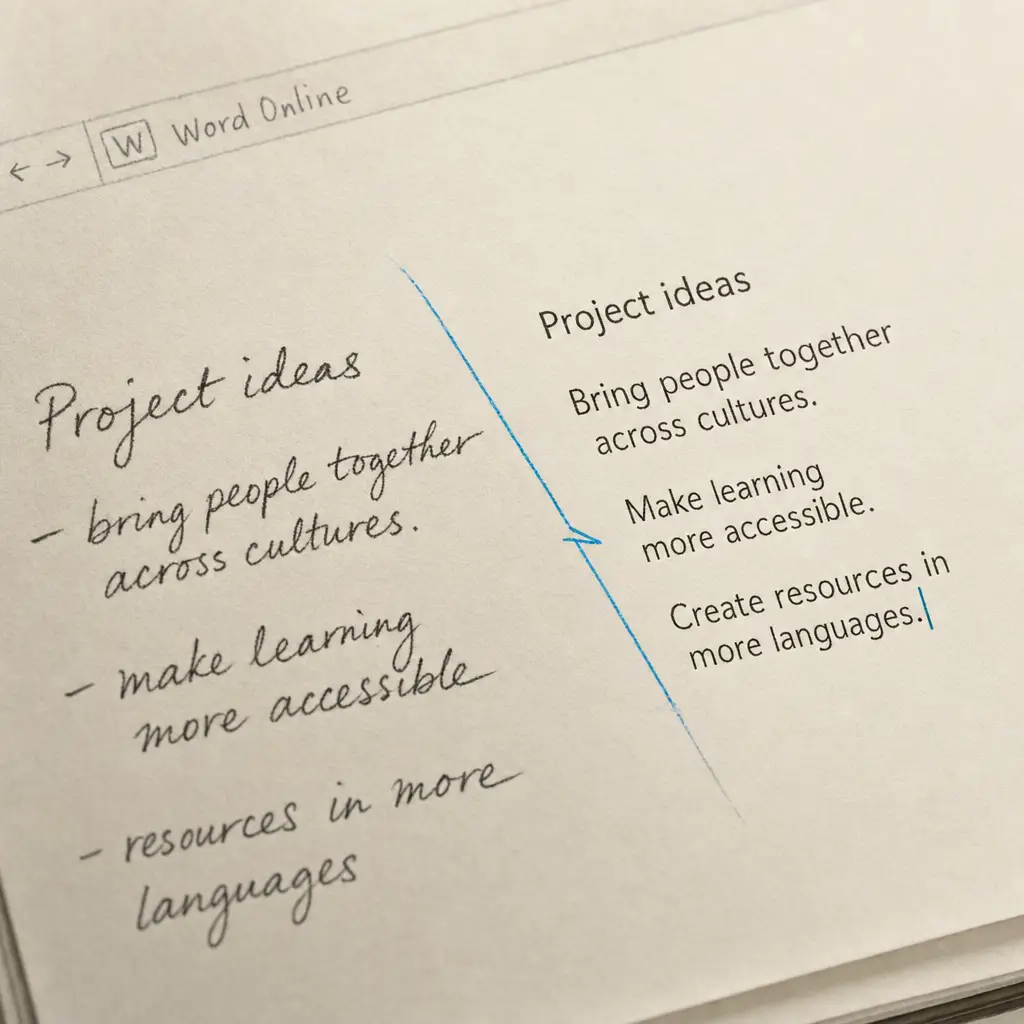 How to convert handwriting to text in Word online?