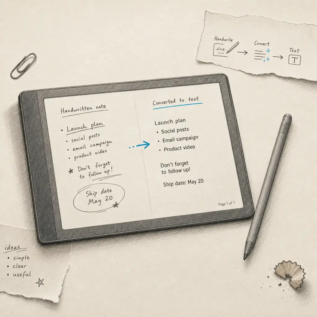 How to convert handwriting to text on Kindle Scribe?
