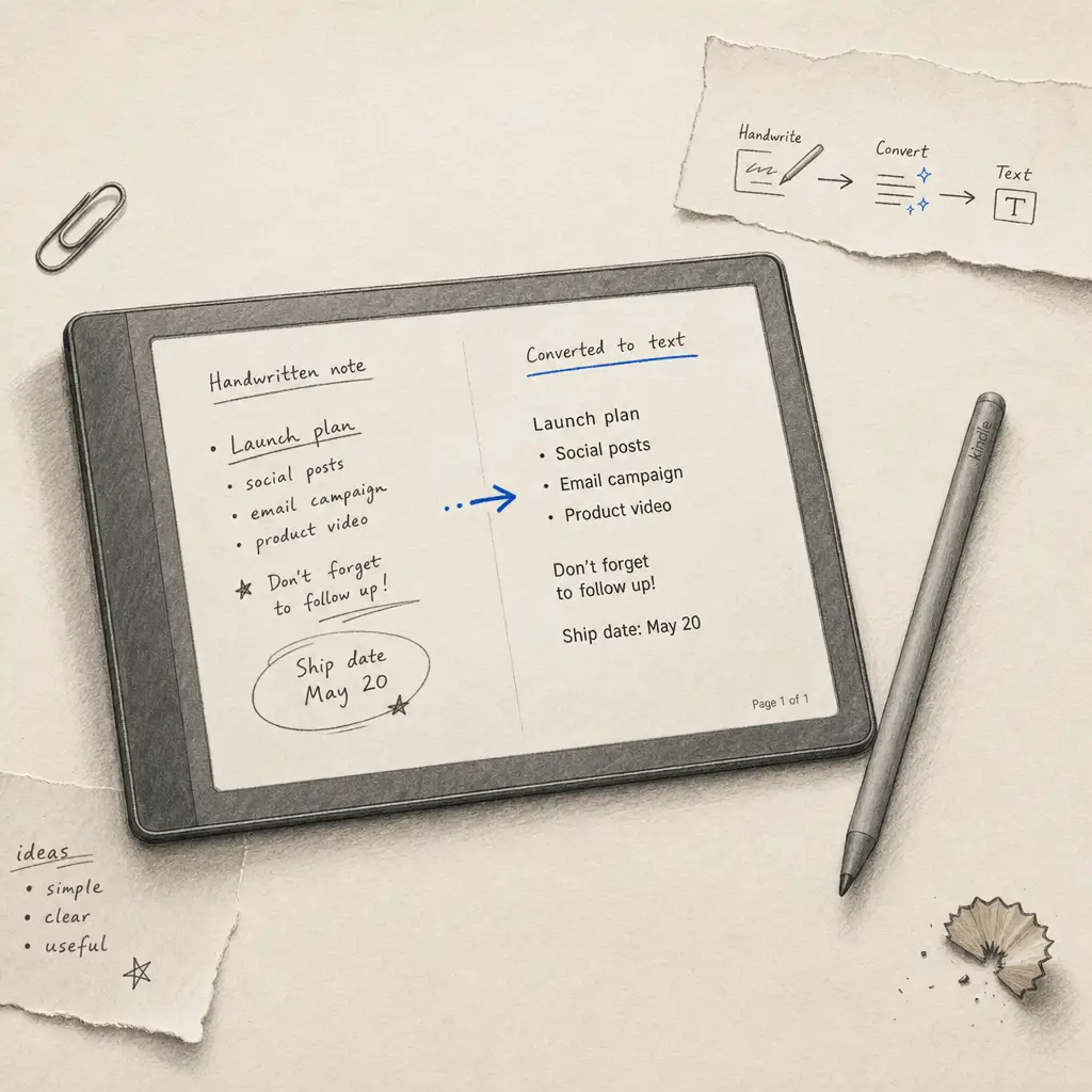 How to convert handwriting to text on Kindle Scribe?