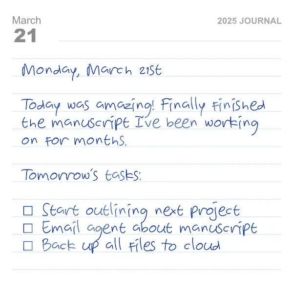 Handwritten journal entry