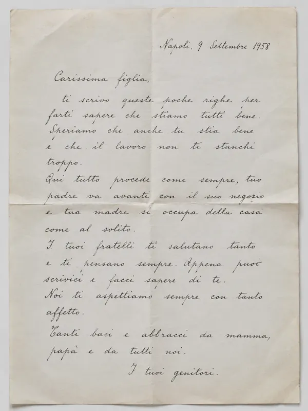 Handwritten 1958 Italian family letter