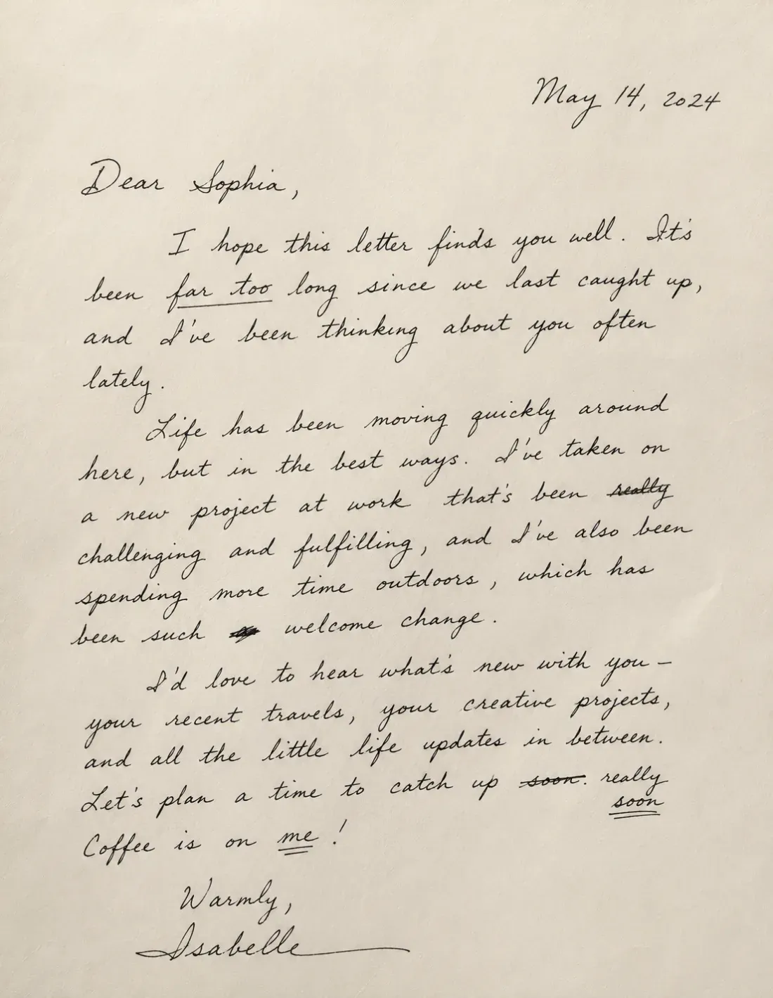 A handwritten personal letter dated 2024