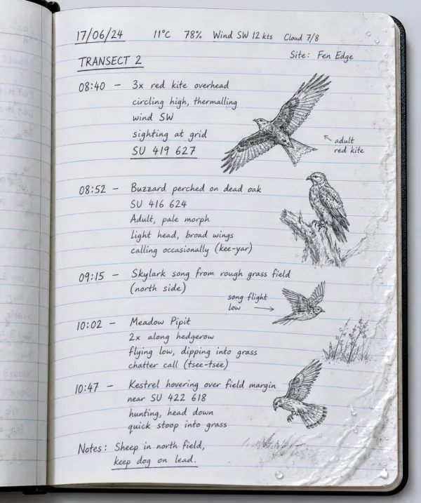 Handwritten ecology field notebook