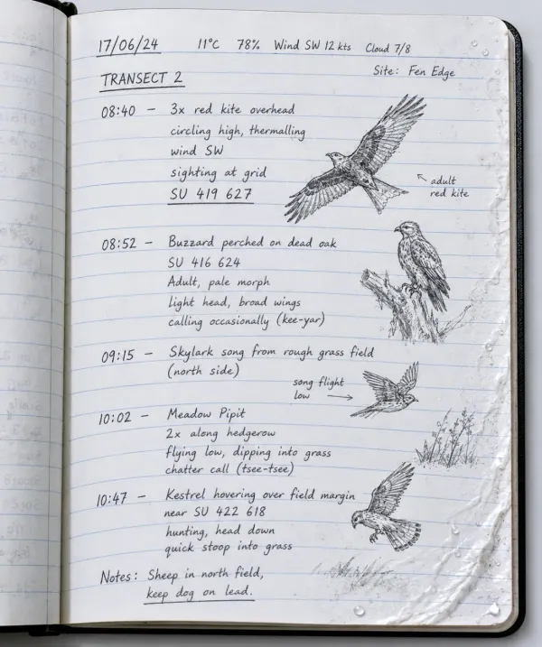 Handwritten ecology field notebook