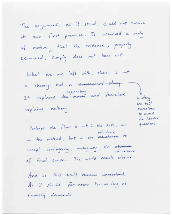 Handwritten manuscript draft with revisions