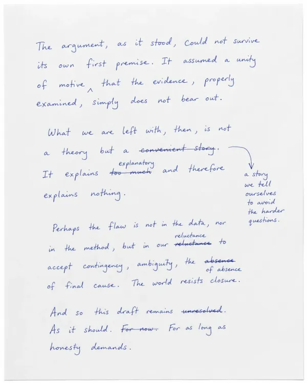 Handwritten manuscript draft with revisions